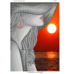 Девушка в шляпе на красном закате ([БС 2043])